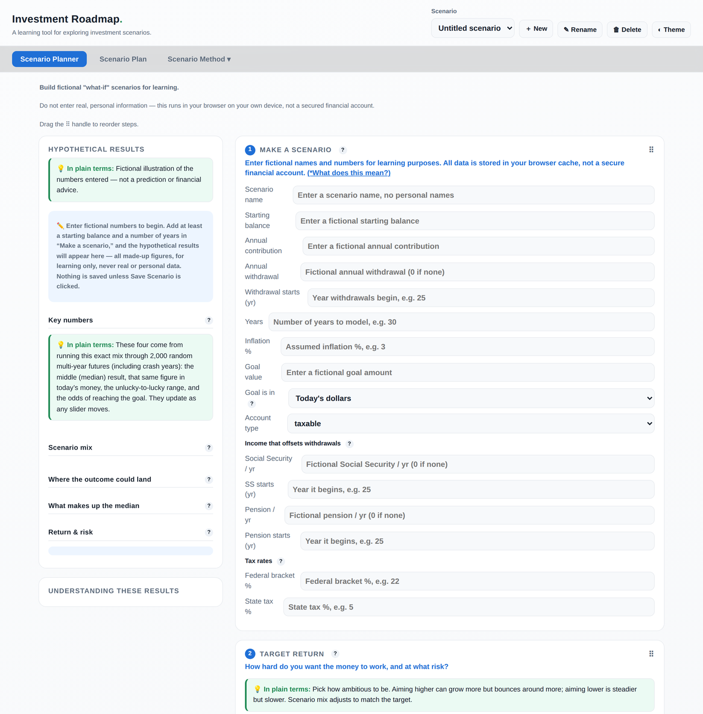 The June build: one long page with inputs and results stacked together and every control open